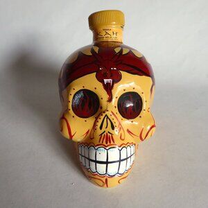 KAH TEQUILA HAND PAINTED SKULL EMPTY GLASS BOTTLE 750ml PRE-OWNED